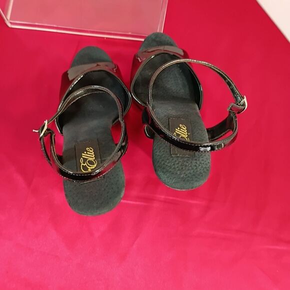 Ellie Shiny Black Strappy Heels - Picture 5 of 11